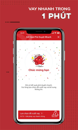 tính năng vay tiền trên Octo